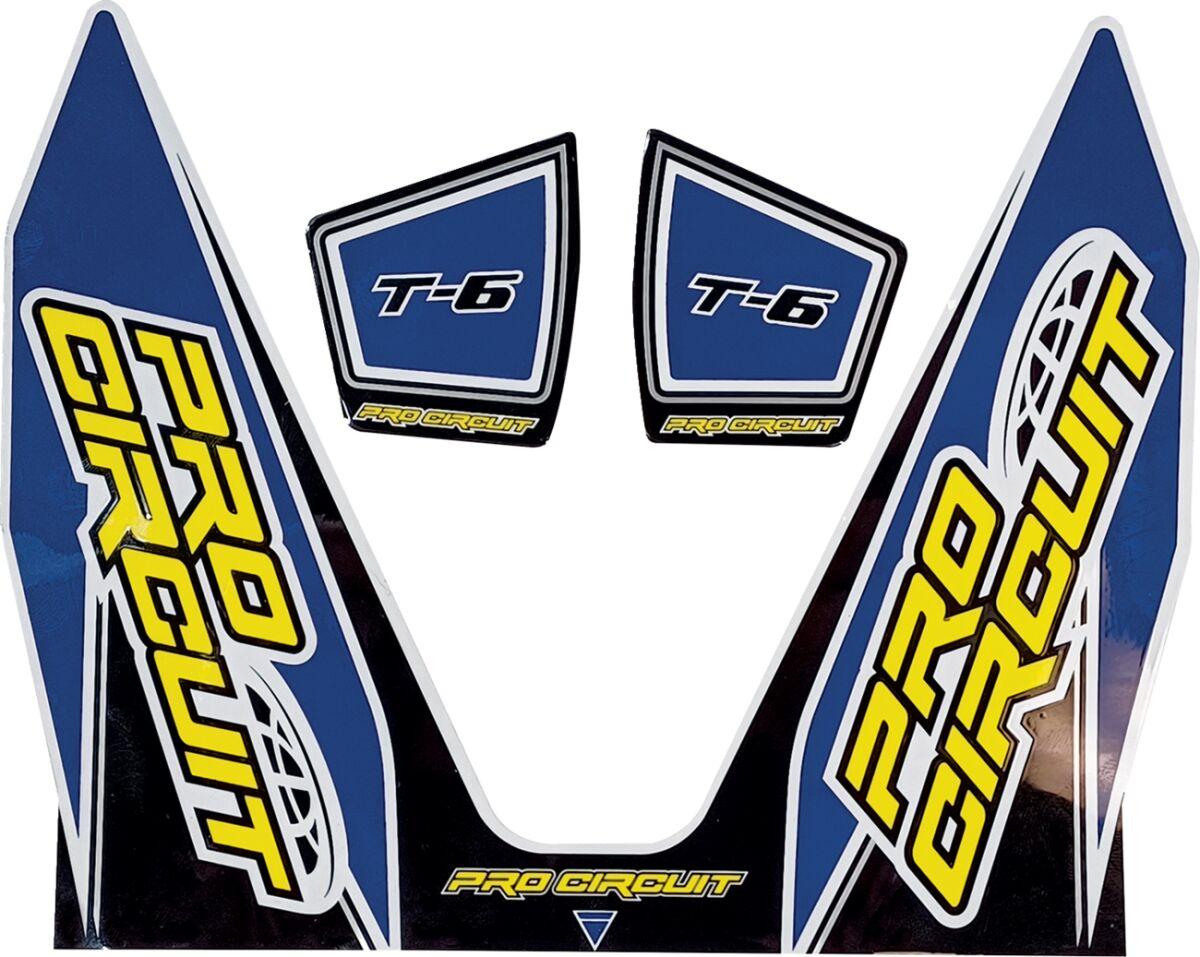 D22T6-DB - Pro Circuit T-6 Exhaust Decals - Black/Blue/White/Yellow