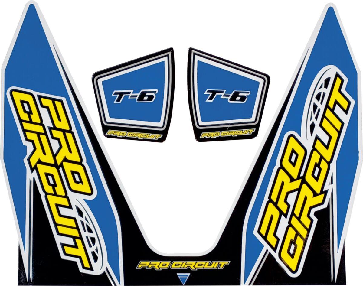 DC22T6-LB - Pro Circuit T-6 Exhaust Decals - Black/Blue/White/Yellow