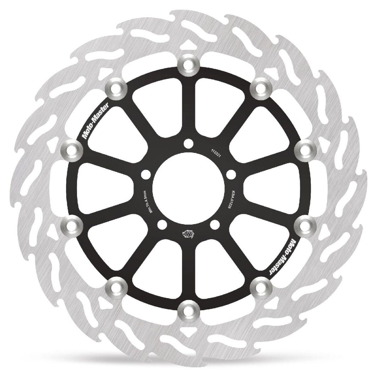 Moto Master Black/Silver 112221 - Flame Series Floating Brake Disc For Yamaha Yzf-R1 1000Sp