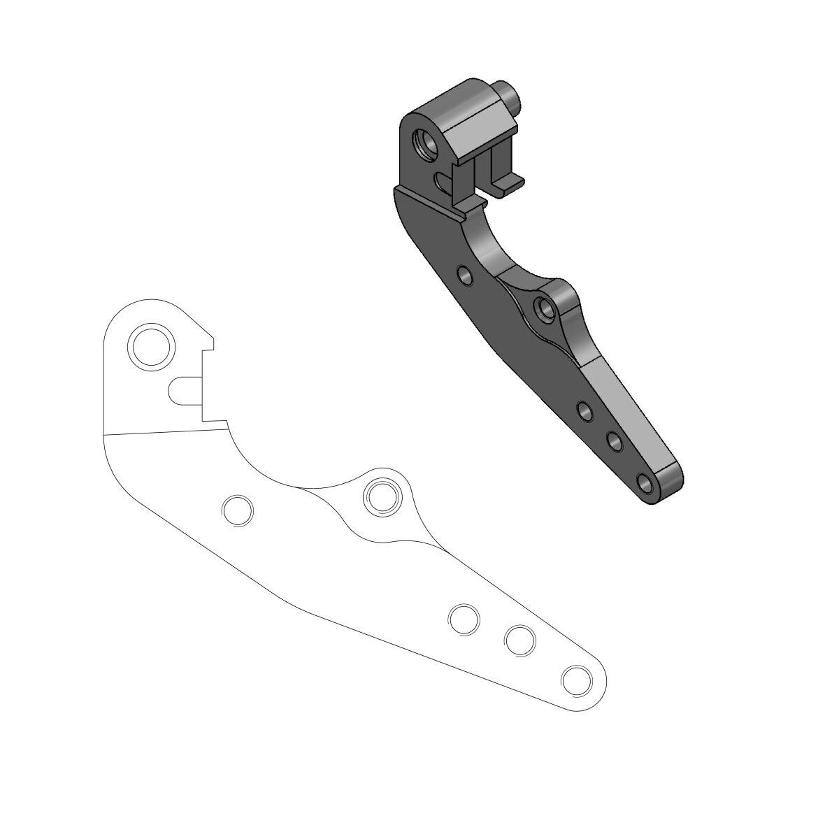211057 - Moto Master Relocation Bracket for Dakar 298mm Front Disk For Gas Gas EC350F 2021-2023 Fits Front Left Or Right - Black