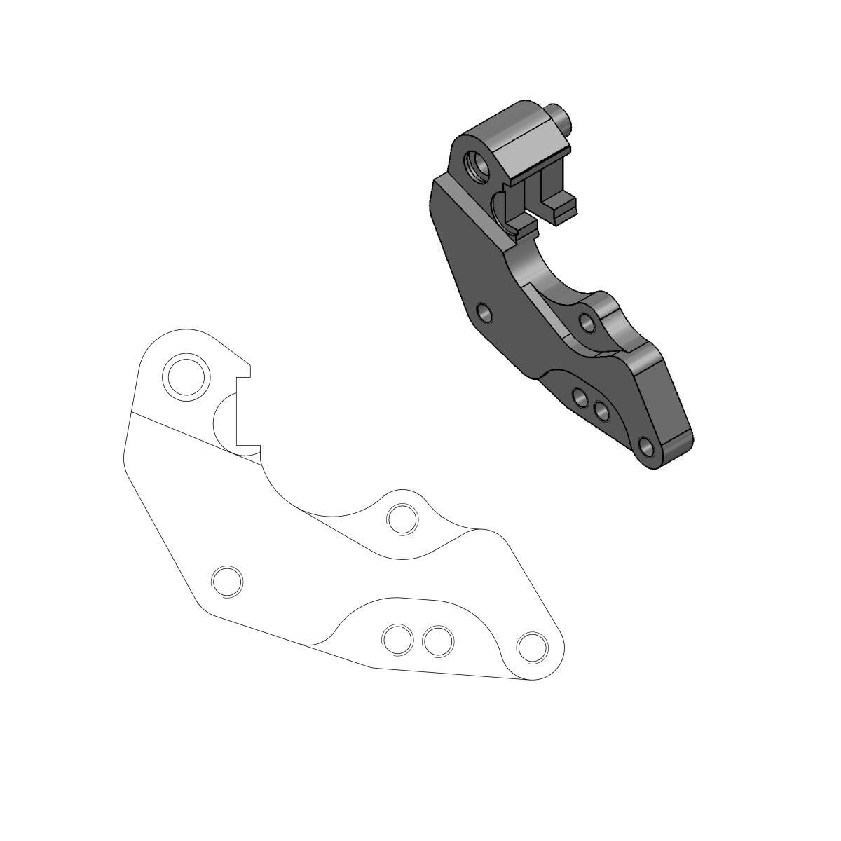 211056 - Moto Master Relocation Bracket for Dakar 298mm Front Disk For Yamaha WRF250 2017-2021 Fits Front Left Or Right - Black