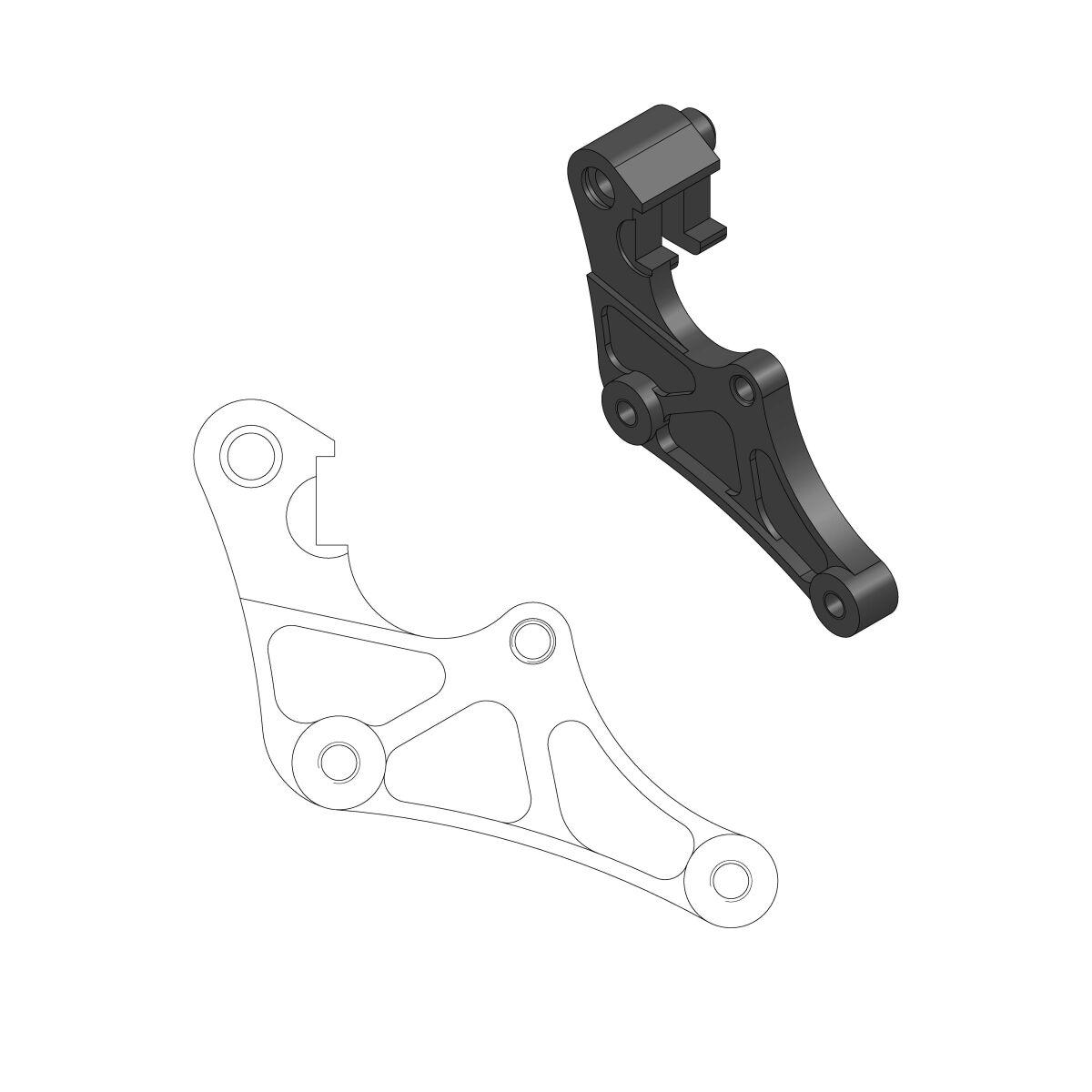 211074 - Moto Master Supermoto Street Brake Disc Adapter Bracket For Yamaha WRF250 2020-2024 Fits Front Left Or Right - Black