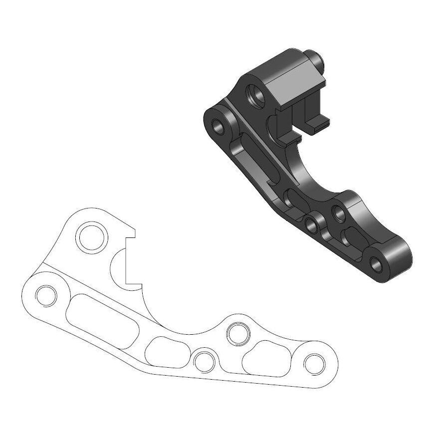 211079 - Moto Master Relocation Bracket for OEM Caliper For Beta RR 125 2018-2024 Fits Front Left Or Right - Black