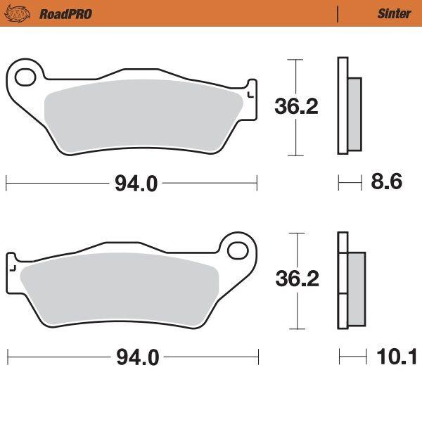 405402 - Moto Master RoadPRO Sinter Brake Pads Rear For BMW K 1200 R 2005-2008 Rear