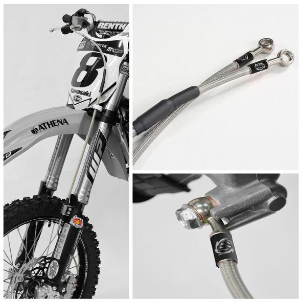 212077 - Moto Master Stainless Steel Brake Hose For KTM SX65 Front - Clear-Stainless Steel