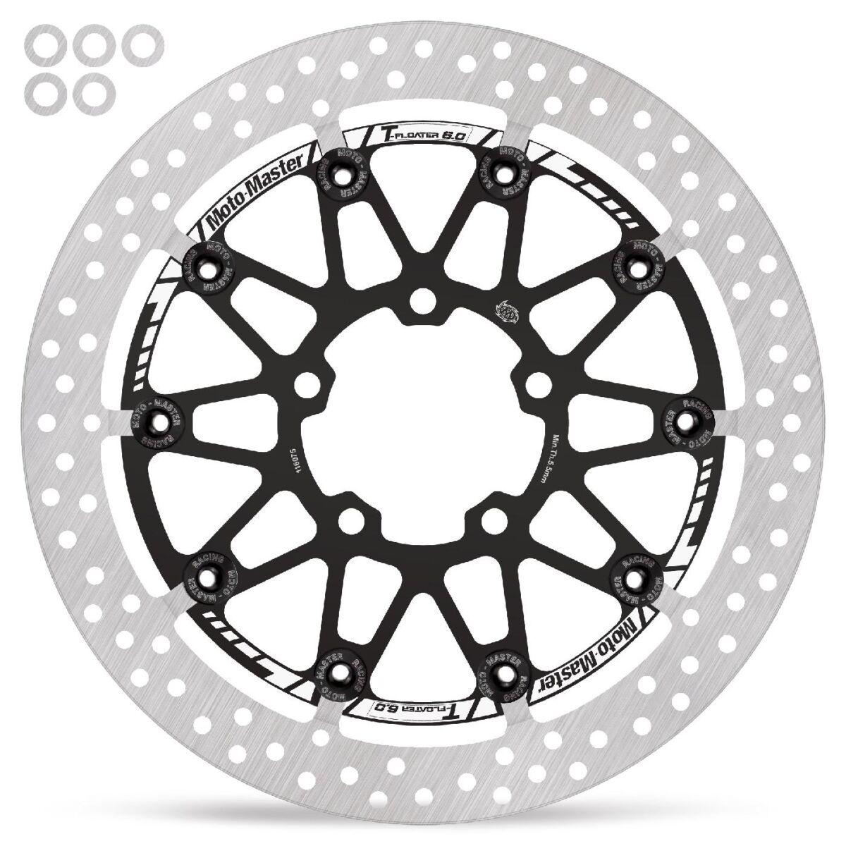 Moto Master Black/Silver 116097 - Halo Series T-Floater Brake Disc For Kawasaki Zx-10 R 1000 2016-2024 - Front