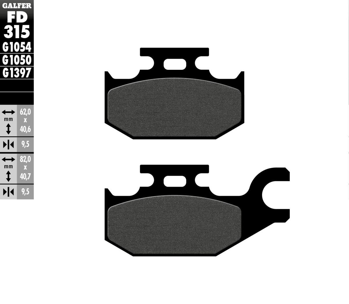 FD315G1050 - Galfer Organic Semi Metal Scooter Brake Pads For Cannondale Blaze 440 2002-2006 - Rear