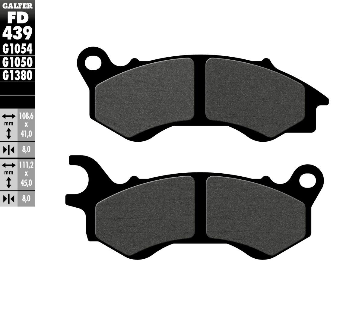 FD439G1050 - Galfer Organic Semi Metal Scooter Brake Pads For Kymco Agility 125 CBS 2021-2024 - Front