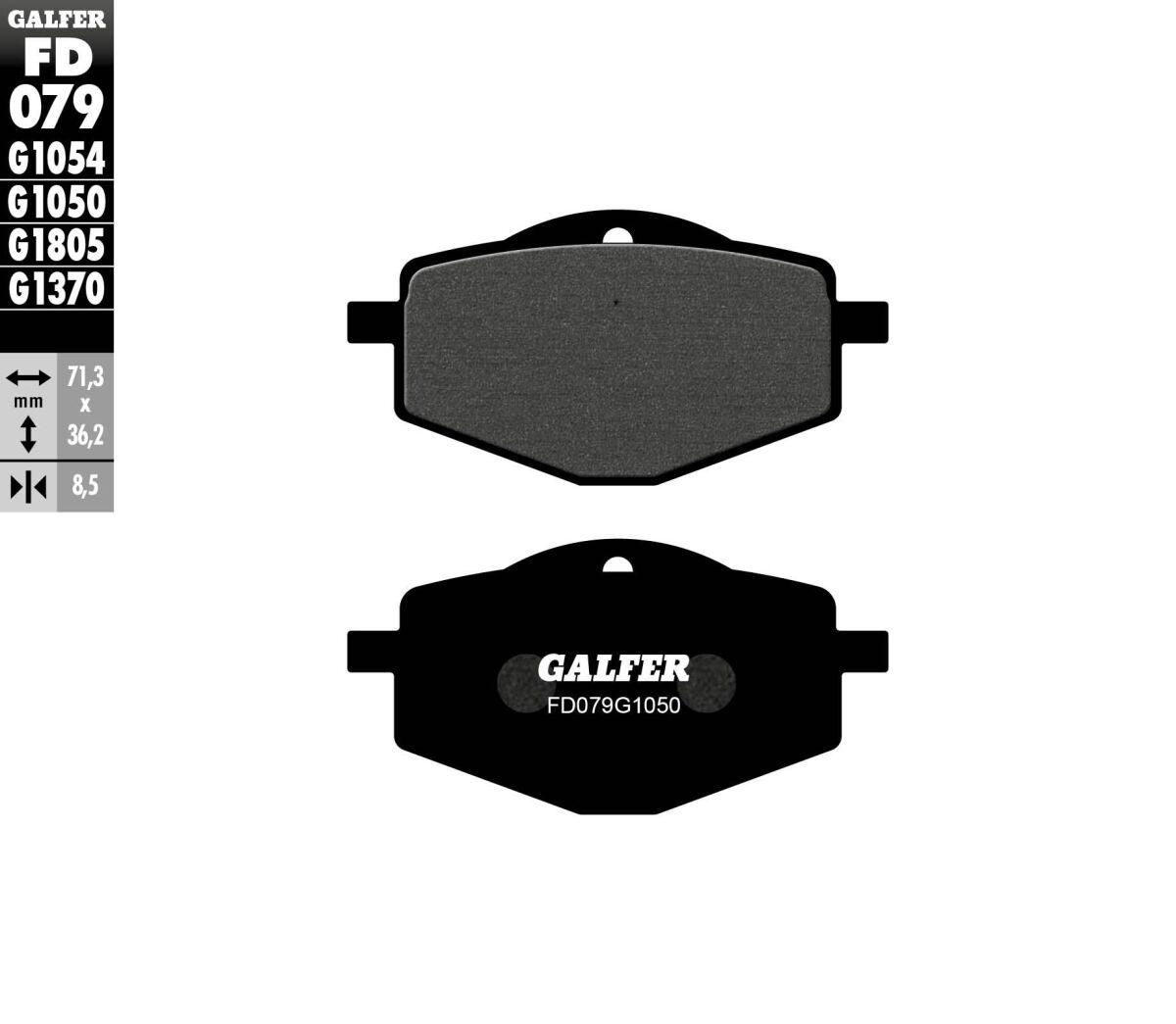FD079G1050 - Galfer Organic Semi Metal Scooter Brake Pads For Sachs Bee 125 2008 & 2010-2011 Front