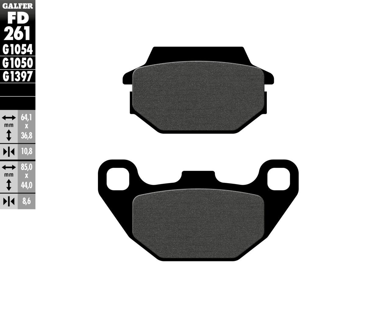 FD261G1050 - Galfer Organic Semi Metal Scooter Brake Pads For Kymco Agility 125 2009-2016 - Front