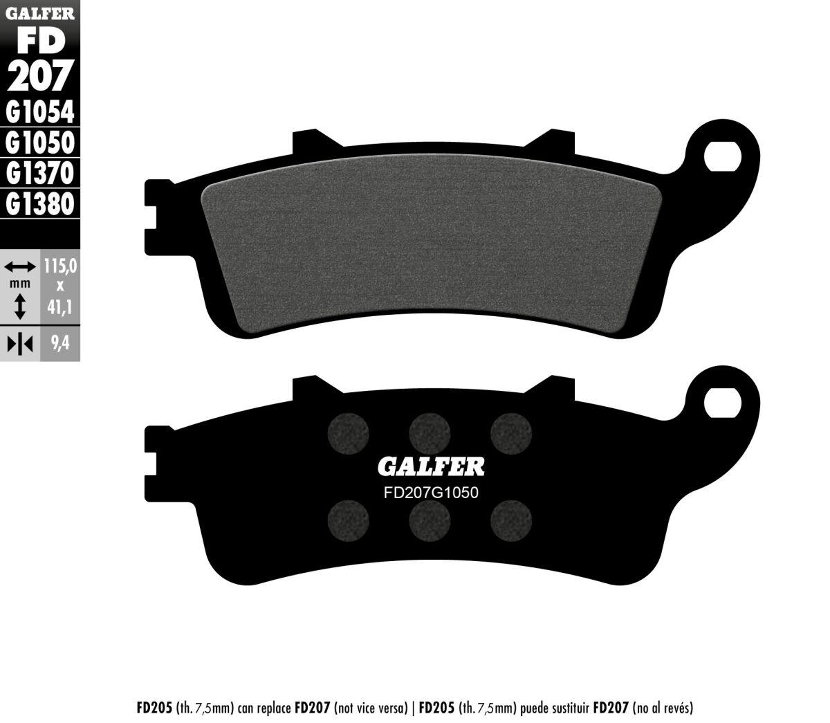 FD207G1050 - FD207G1050 - Galfer Organic Front Brake Pads - Peugeot SV 250 2001-2002