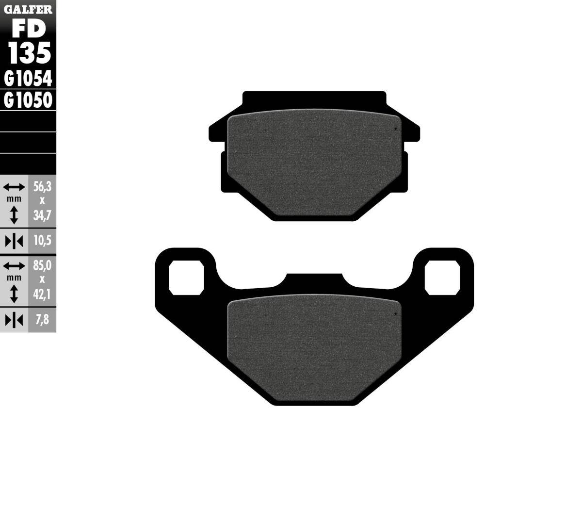 FD135G1050 - Galfer Organic Semi Metal Scooter Brake Pads For Malaguti F10 1996 - Front