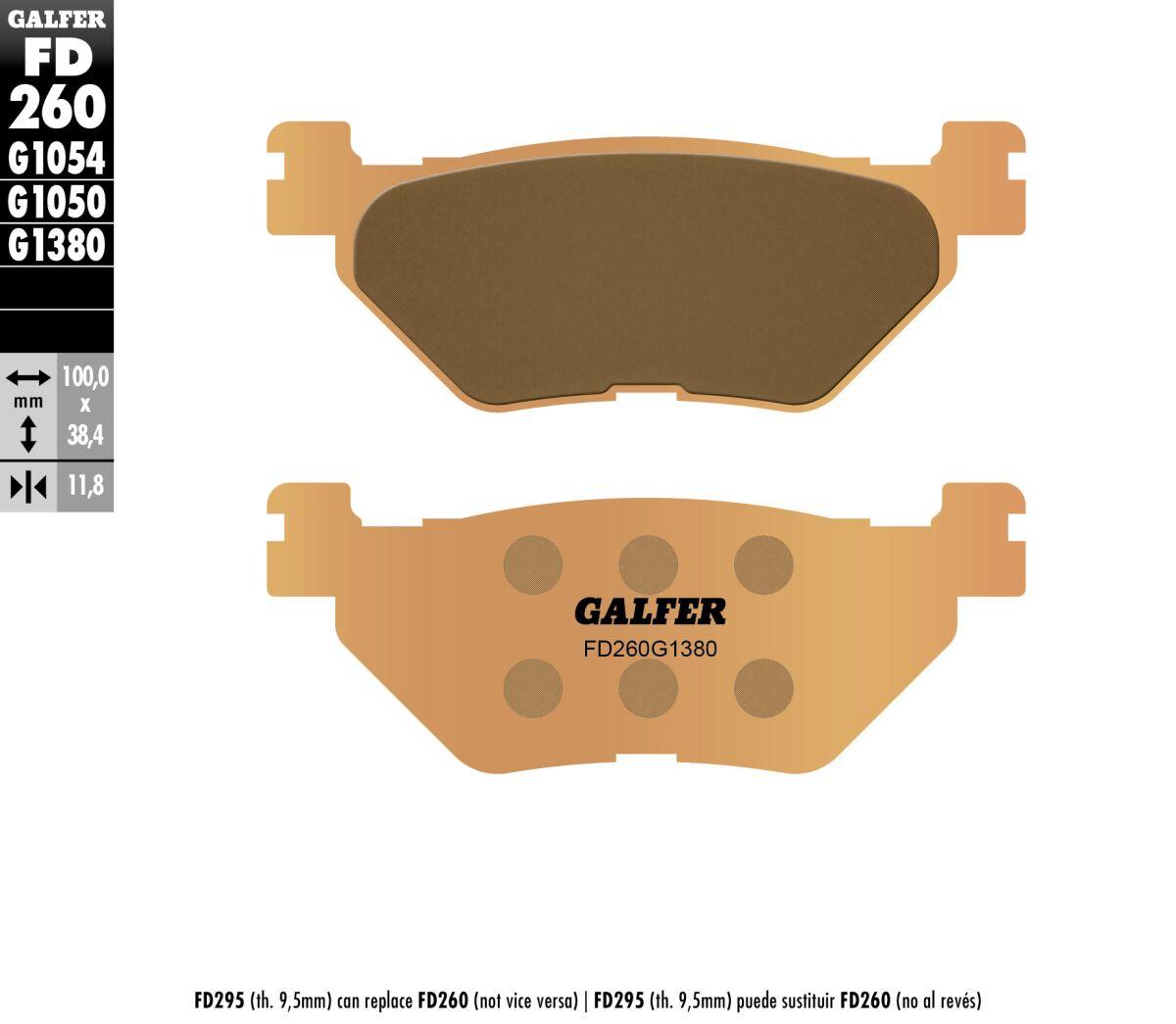 FD260G1380 - Galfer HH Sintered Scooter Brake Pads For Yamaha XP 500 T-Max 2001-2011 - Rear