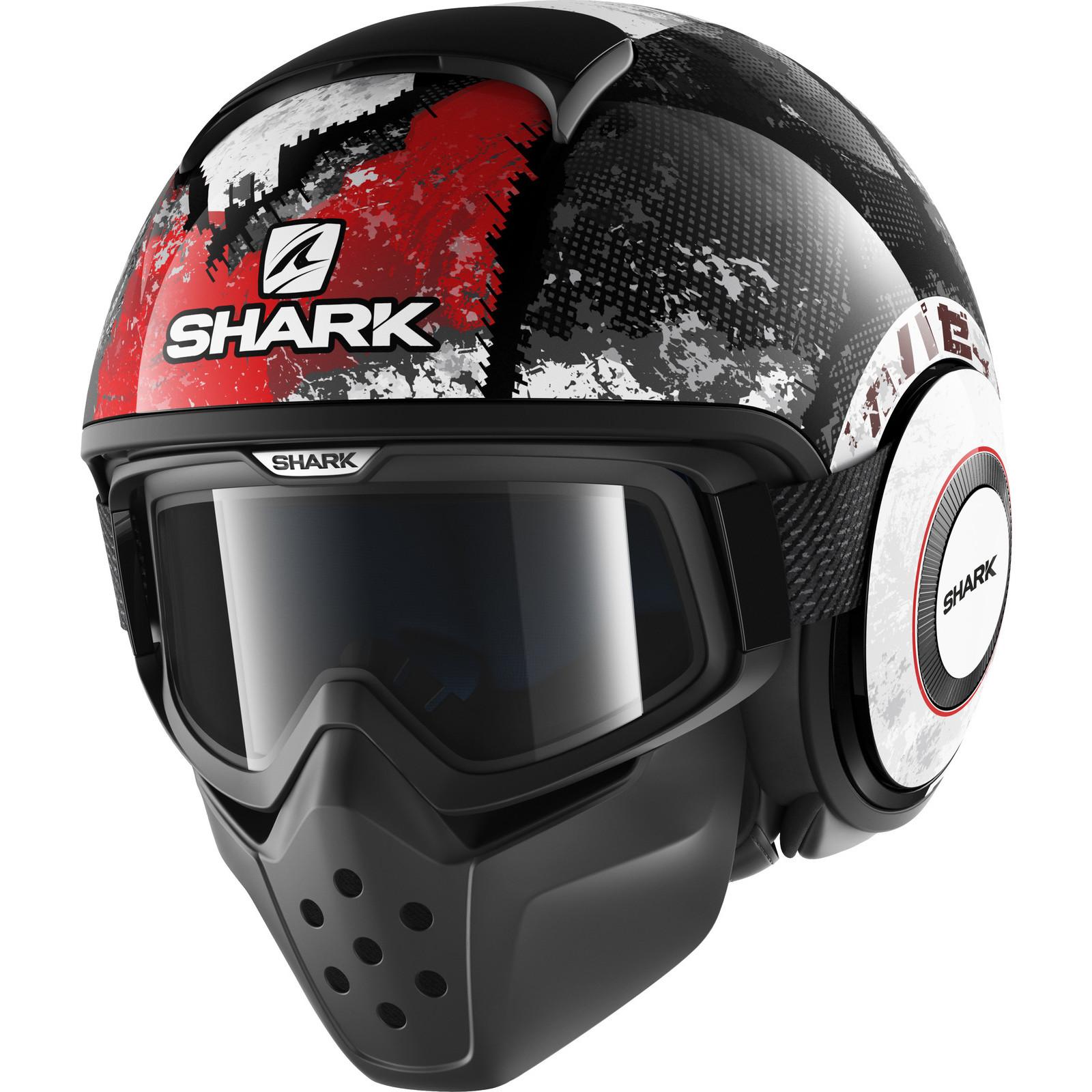 HE2908EKRAXS - Shark Drak Evok Open Face Motorcycle Helmet XS Black Red Anthracite (KRA)