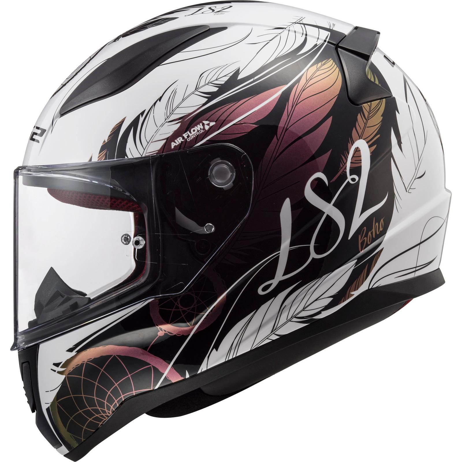 LS2 FF353 Rapid Boho Motorcycle Helmet XL White Black Pink & Clear Visor