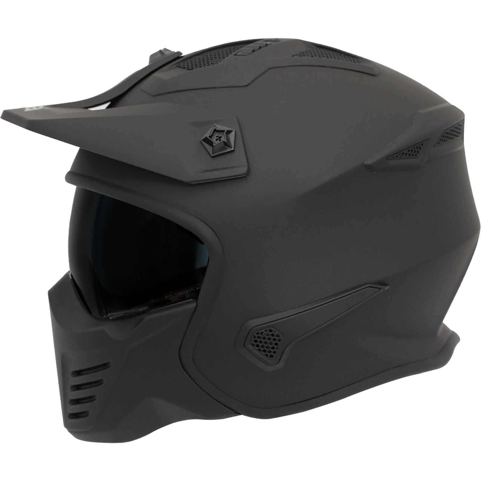 Spada Storm Plain Open Face Motorcycle Helmet S Matt Black & Clear Visor
