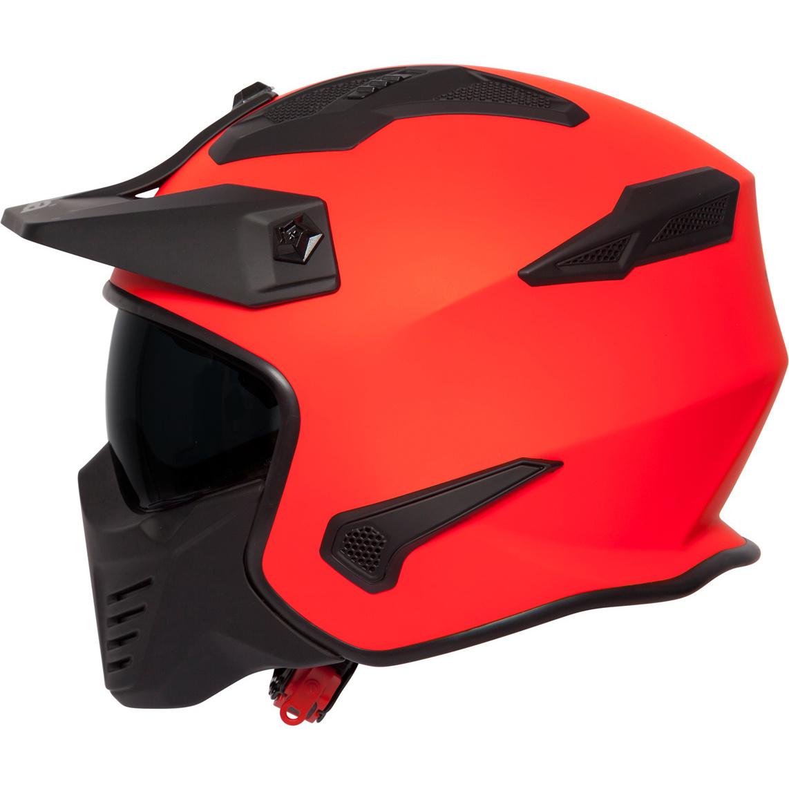 Spada Storm Plain Open Face Motorcycle Helmet S Matt Fire Red & Clear Visor