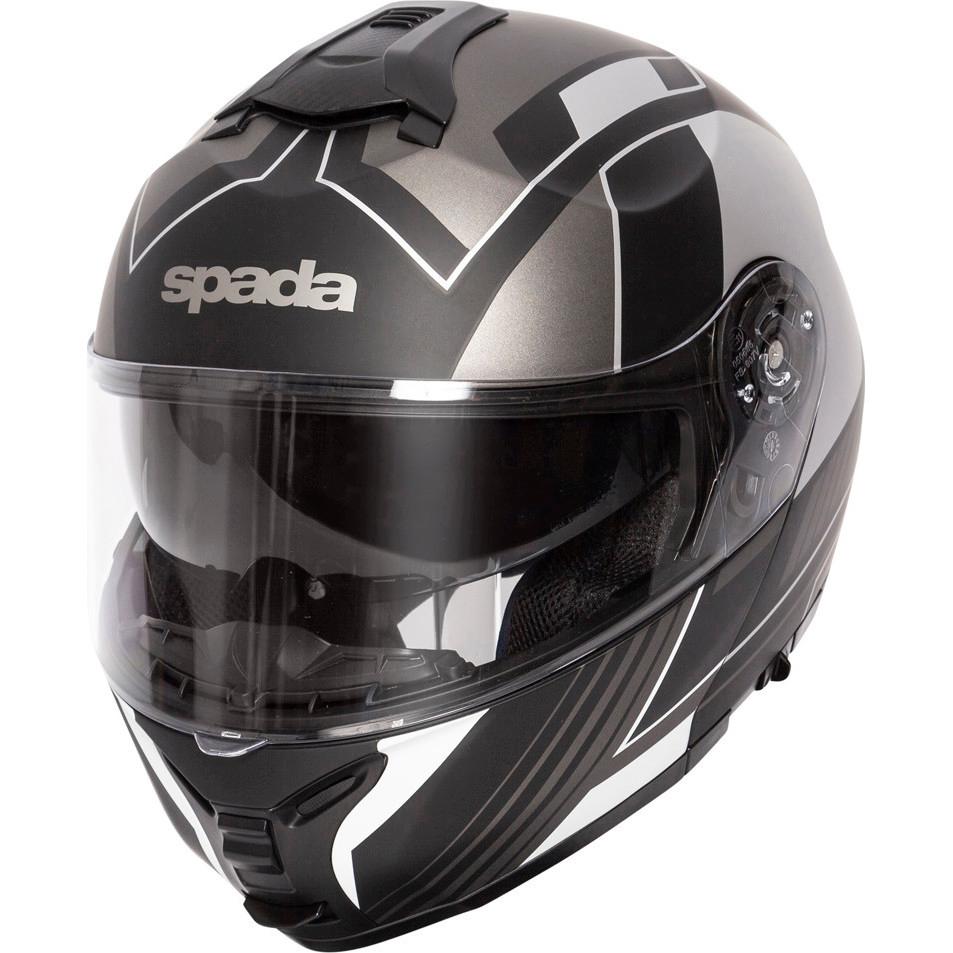 Spada Orion Whip Flip Front Motorcycle Helmet S Matt Black Silver & Clear Visor