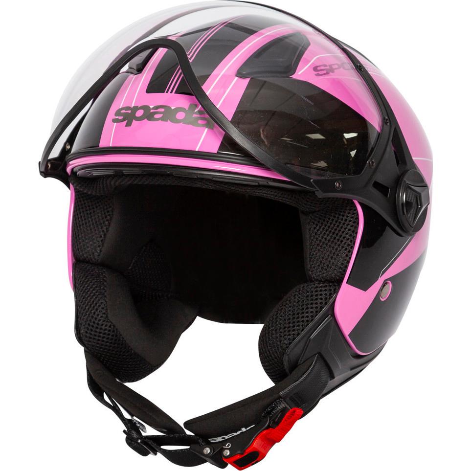 Spada Hellion Twist Open Face Motorcycle Helmet XS Pink Black & Clear Goggle Visor