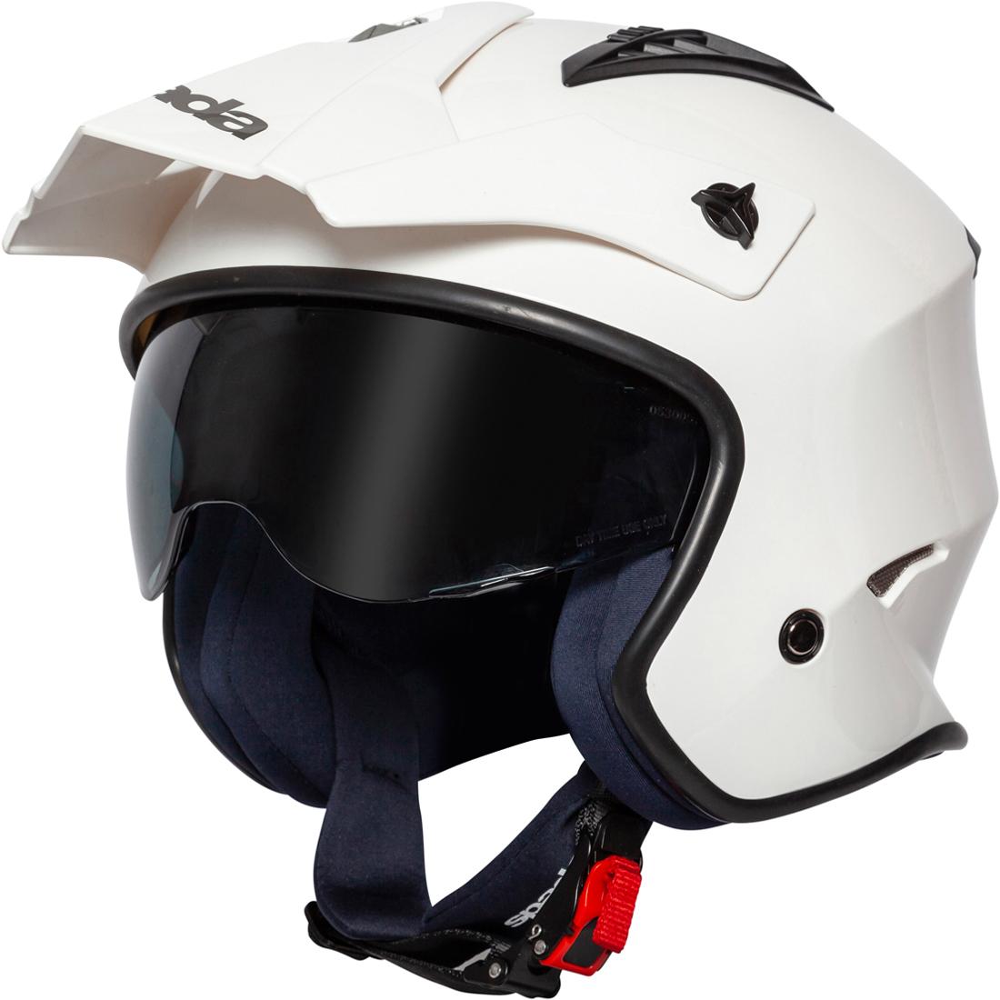 Spada Rock Open Face Motorcycle Helmet S White & Dark Smoke Visor