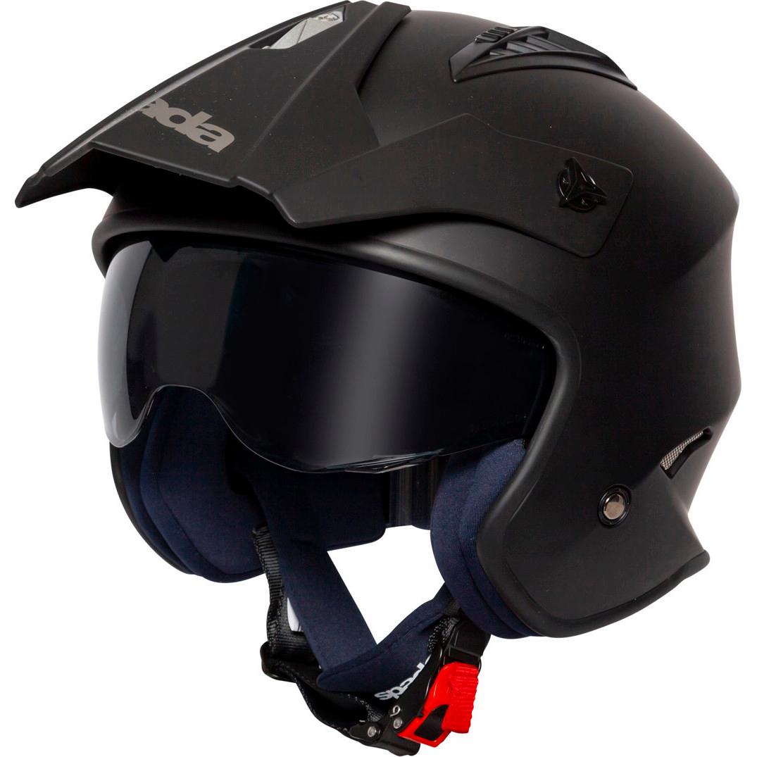 Spada Rock Open Face Motorcycle Helmet S Matt Black & Dark Smoke Visor