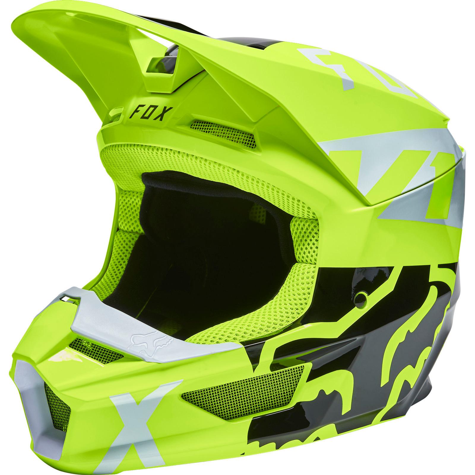 27999-130-M - Fox Racing 2022 V1 Skew Motocross Helmet M Fluo Yellow
