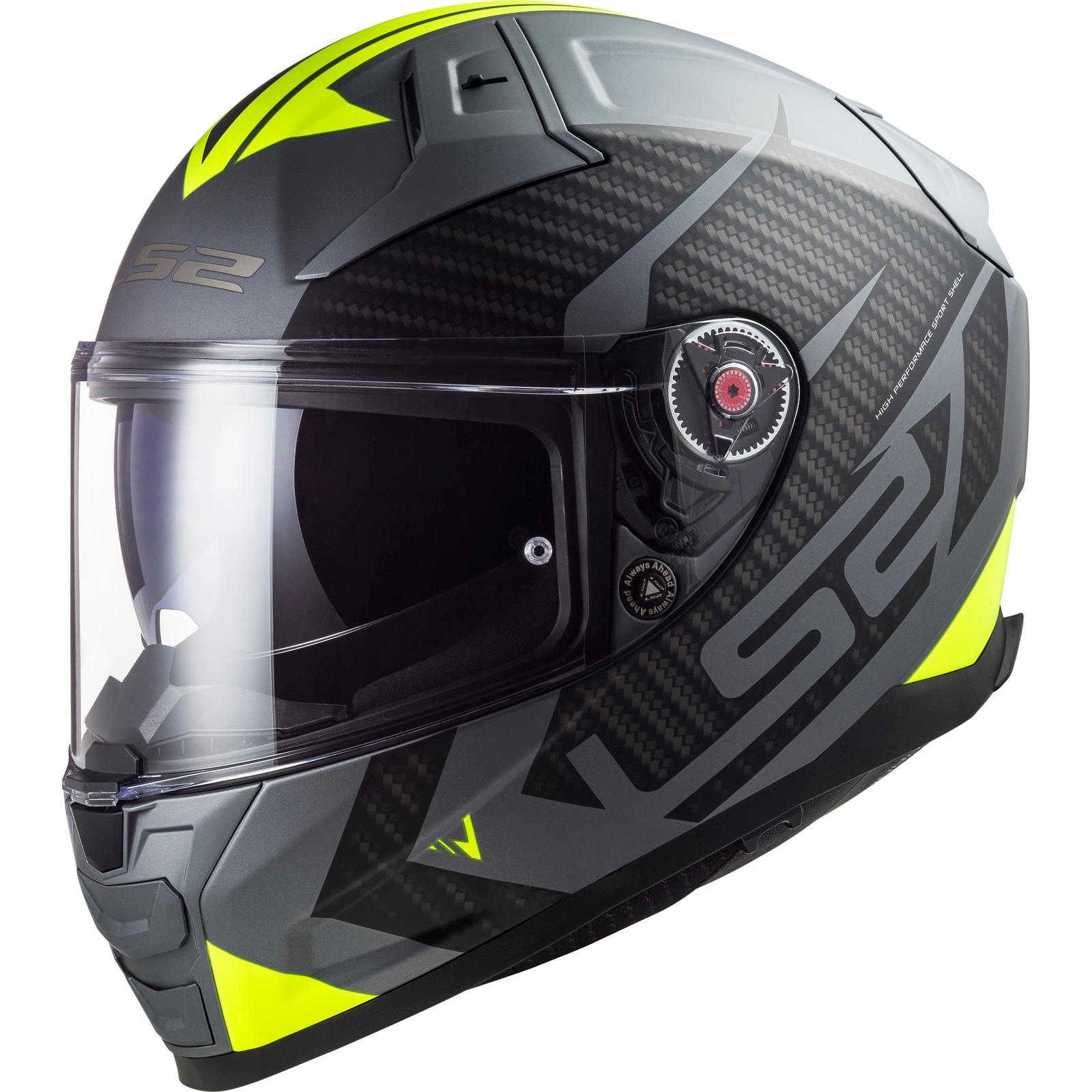 LS2 FF811 Vector II Splitter Motorcycle Helmet XS Matt Titanium Hi-Viz Yellow & No Additional Visor