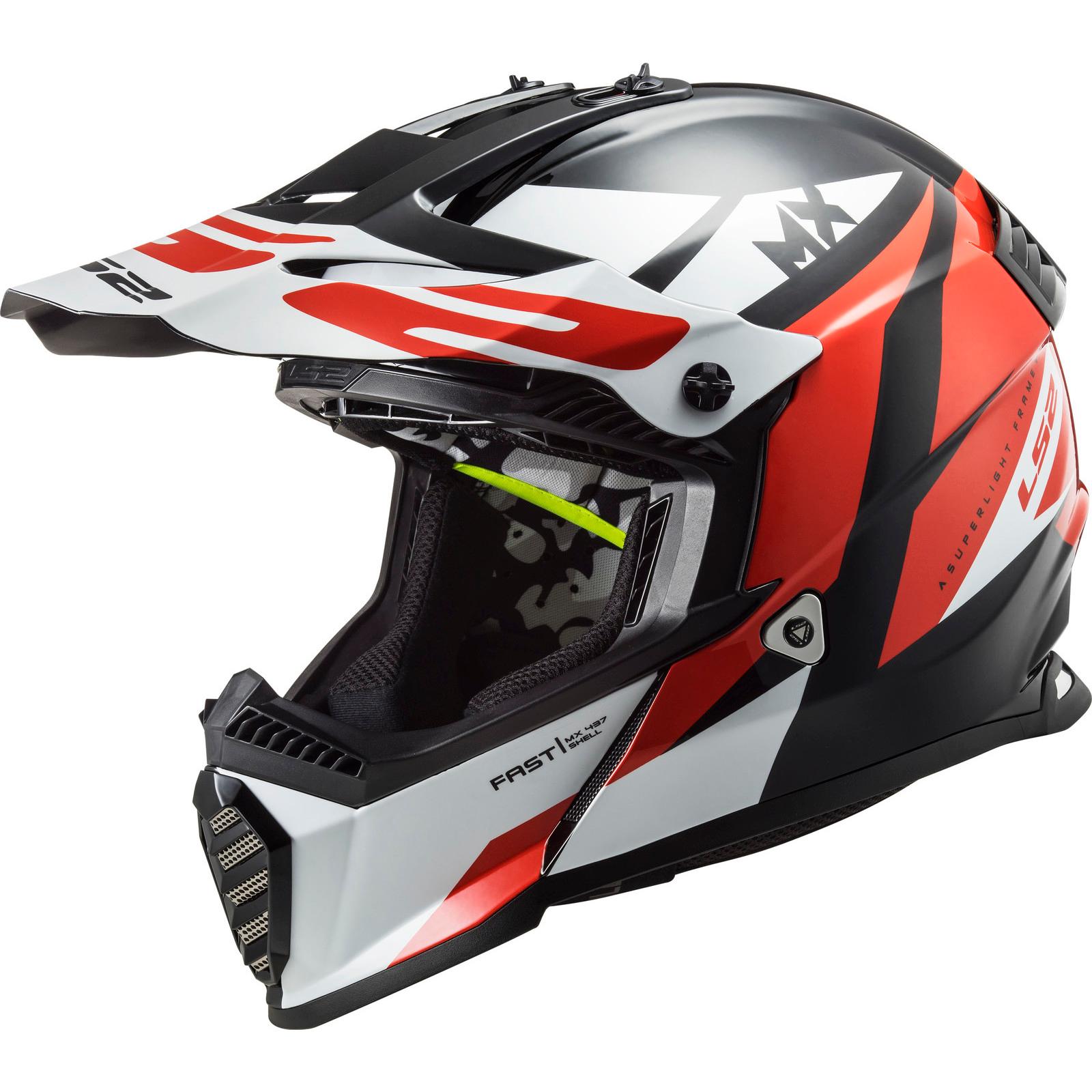 404373032XXS - LS2 MX437 Fast Evo Strike Motocross Helmet XXS Black White Red