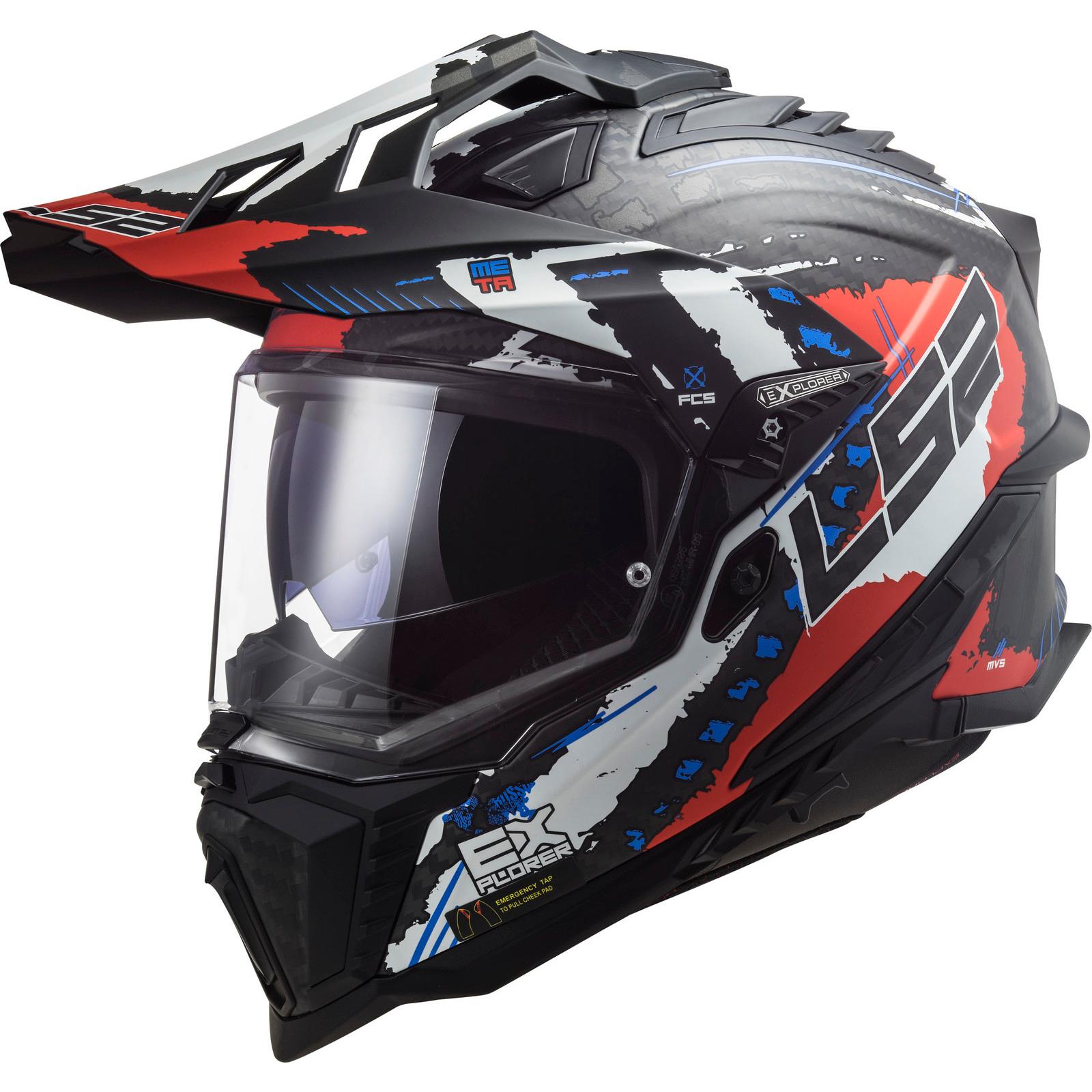 407017031L - LS2 MX701 Explorer Carbon Extend Dual Sport Helmet L Matt Red