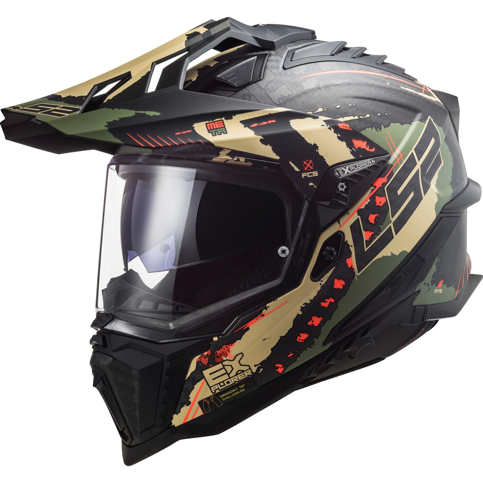 407017061XL - LS2 MX701 Explorer Carbon Extend Dual Sport Helmet XL Matt Military Green