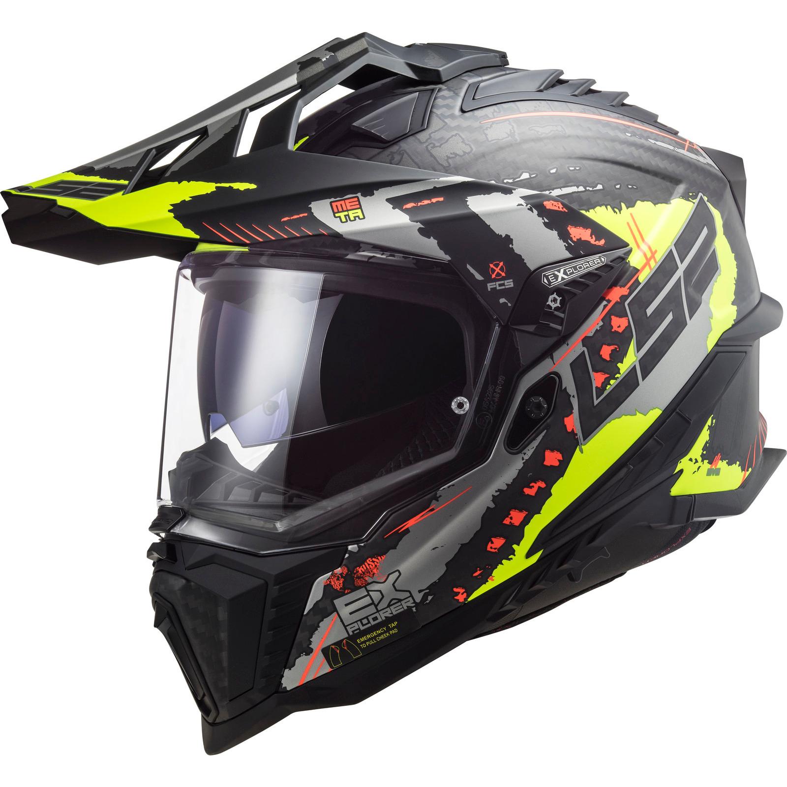 407017053M - LS2 MX701 Explorer Carbon Extend Dual Sport Helmet M Matt Hi-Vis Yellow