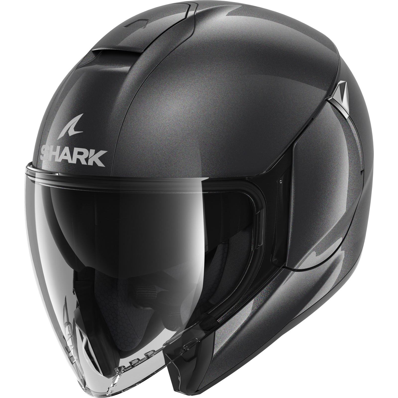 Shark Citycruiser Blank Open Face Motorcycle Helmet XS Anthracite (A05) & 50% Tint Visor