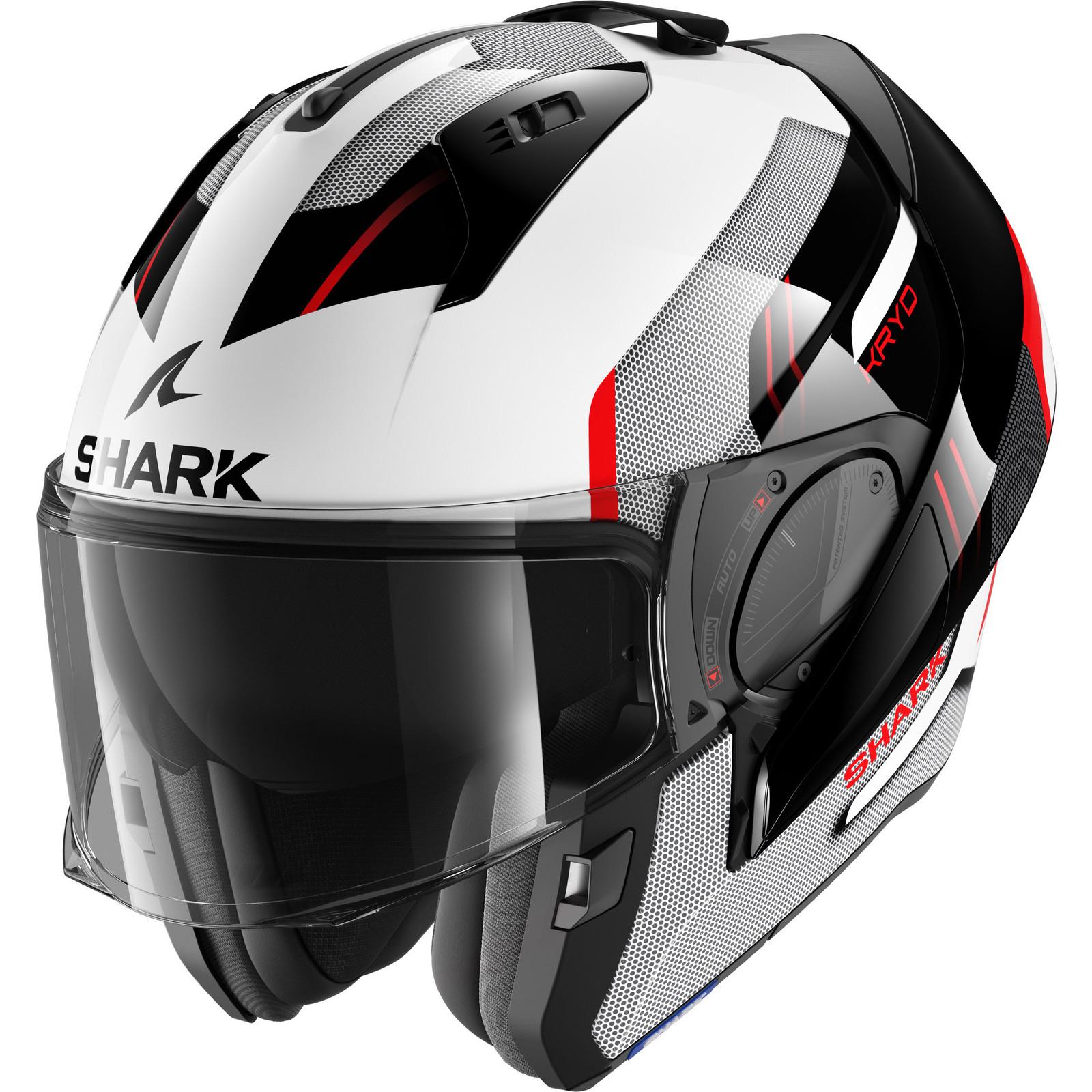Shark Evo-ES Kryd White Black Red Flip Front Motorcycle Helmet S White Black Red (WKR) & No Additional Visor