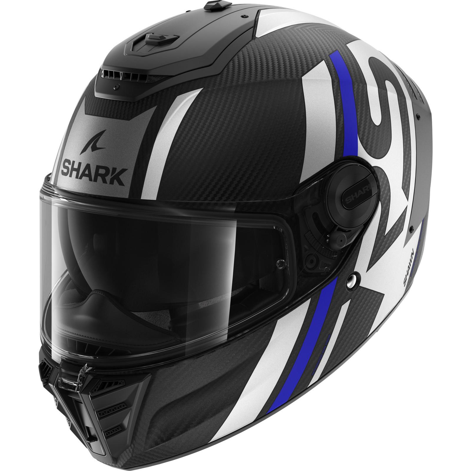 HE8156EDBSXS - Shark Spartan RS Carbon Shawn Motorcycle Helmet XS Carbon Blue Silver (DBS)