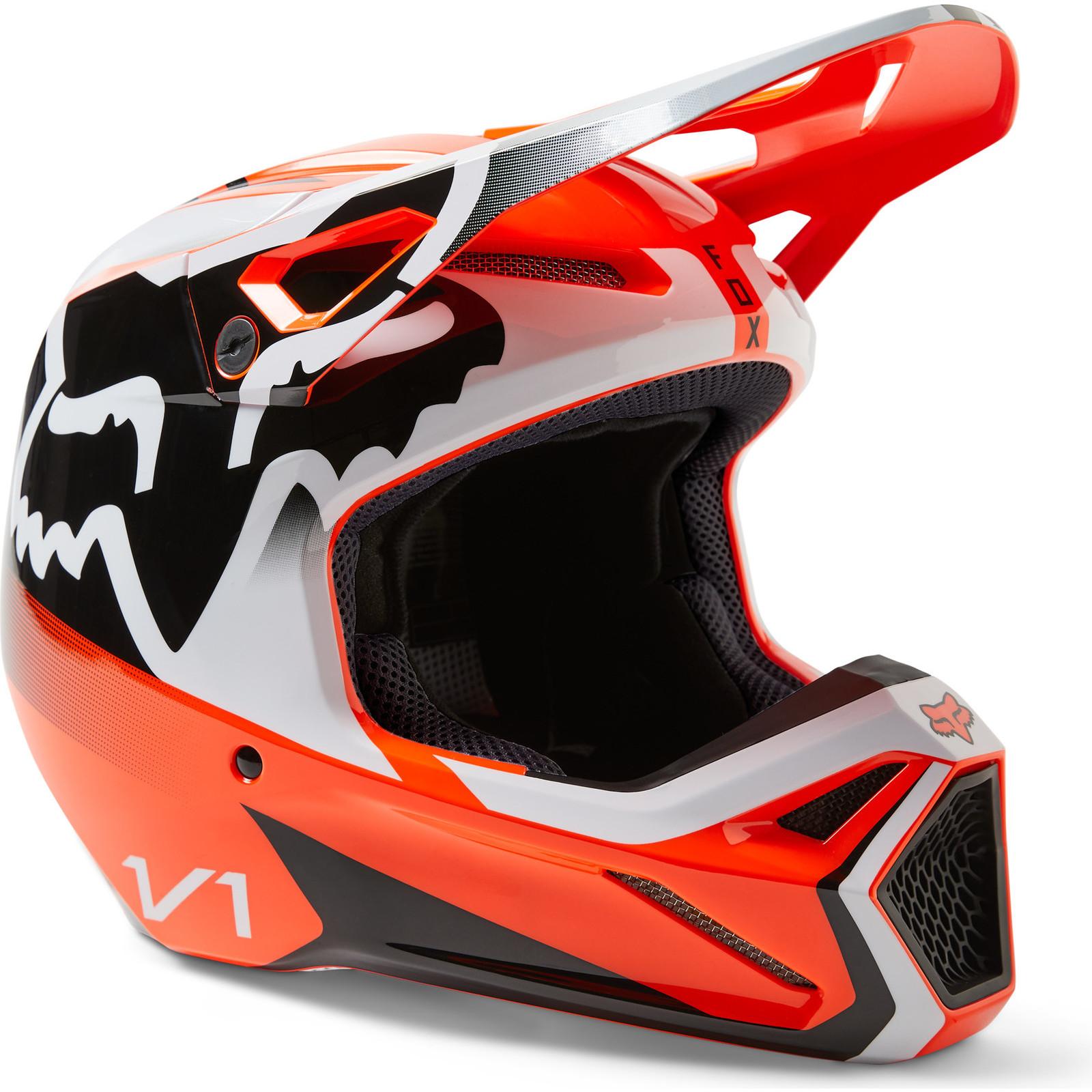 29657-824-2X - Fox Racing 2023 V1 Leed Motocross Helmet XXL Flo Orange