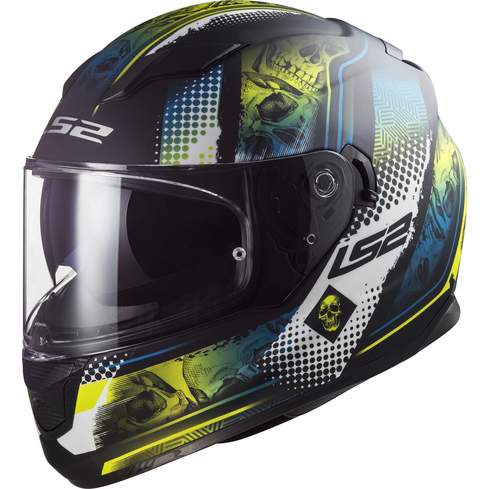 LS2 FF320 Stream Evo Mara Motorcycle Helmet L Matt Black H-V Yellow & Iridium Blue (Pinlock Ready) Visor