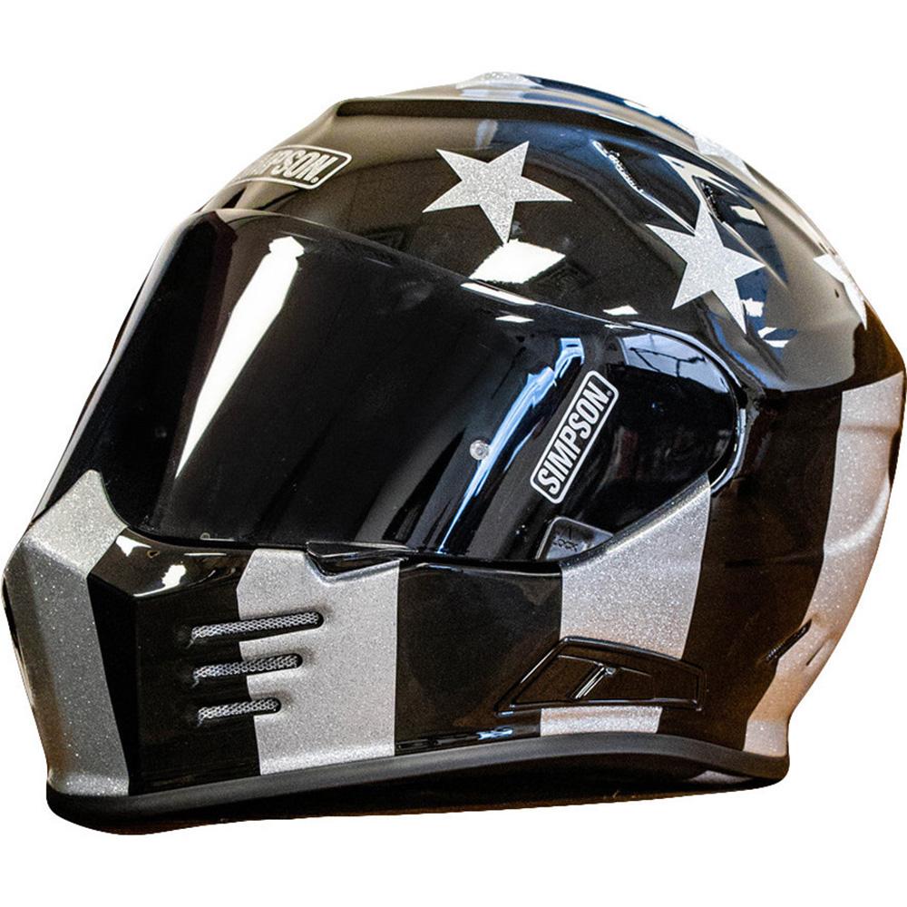 Simpson Venom Sting Rae Motorcycle Helmet M Black & Clear (Pinlock Ready) Visor