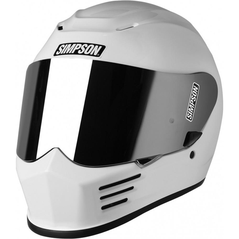 Simpson Speed Motorcycle Helmet XXL White & Mirror (Pinlock Ready) Visor