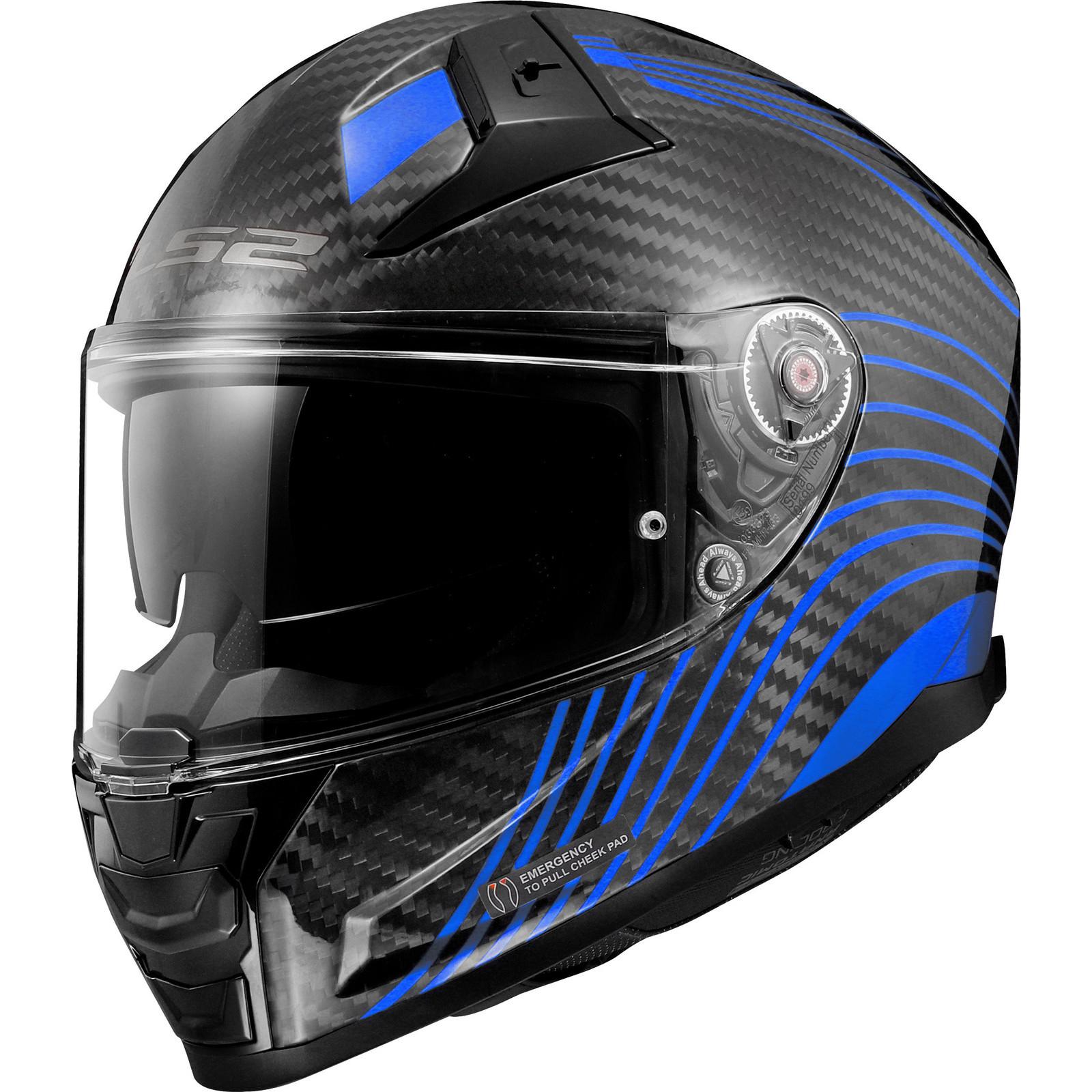 1681150234XL - LS2 FF811 Vector II Carbon Flux Motorcycle Helmet 4XL Blue
