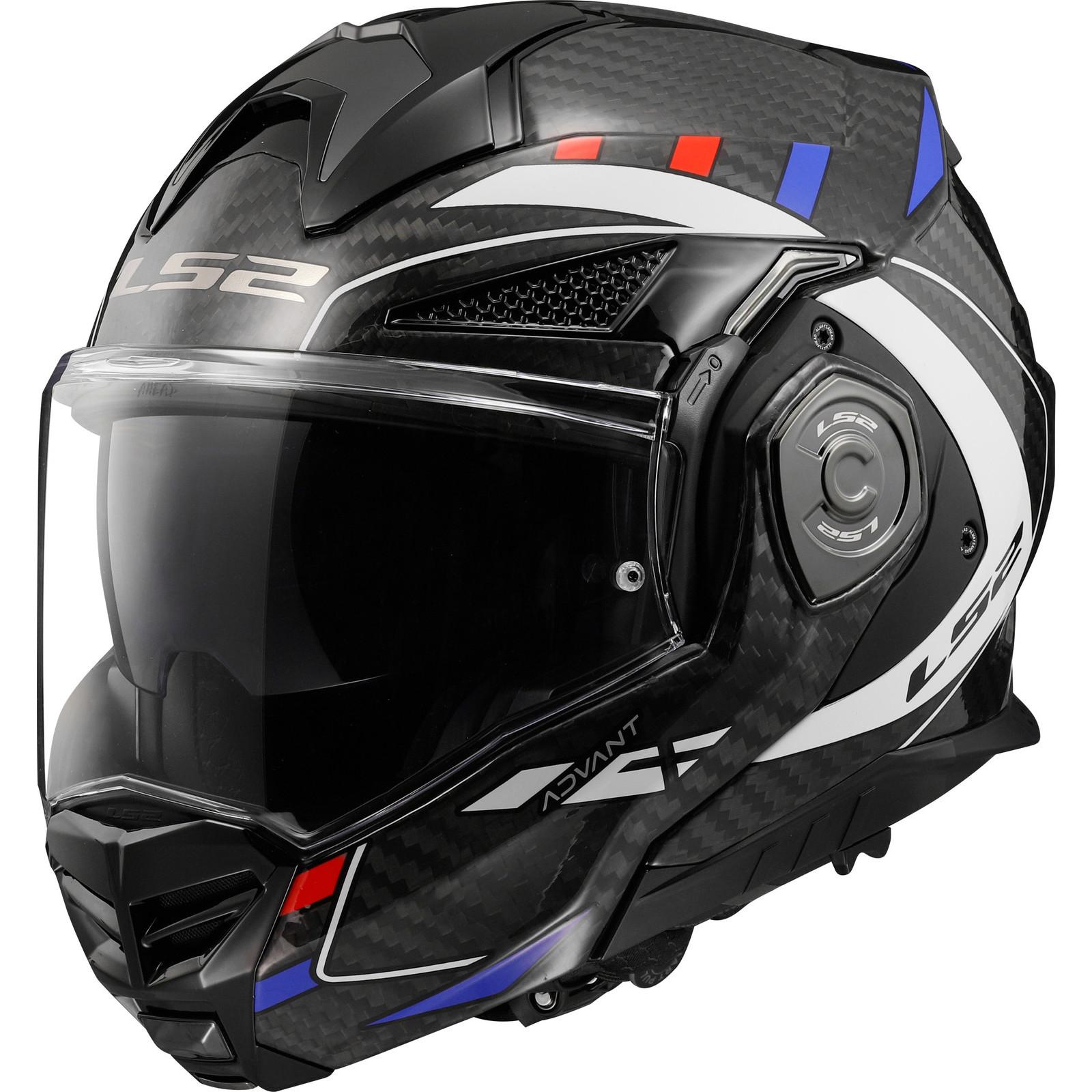 569012323M - LS2 FF901 Advant X Carbon Future Flip Front Motorcycle Helmet M White Blue Red