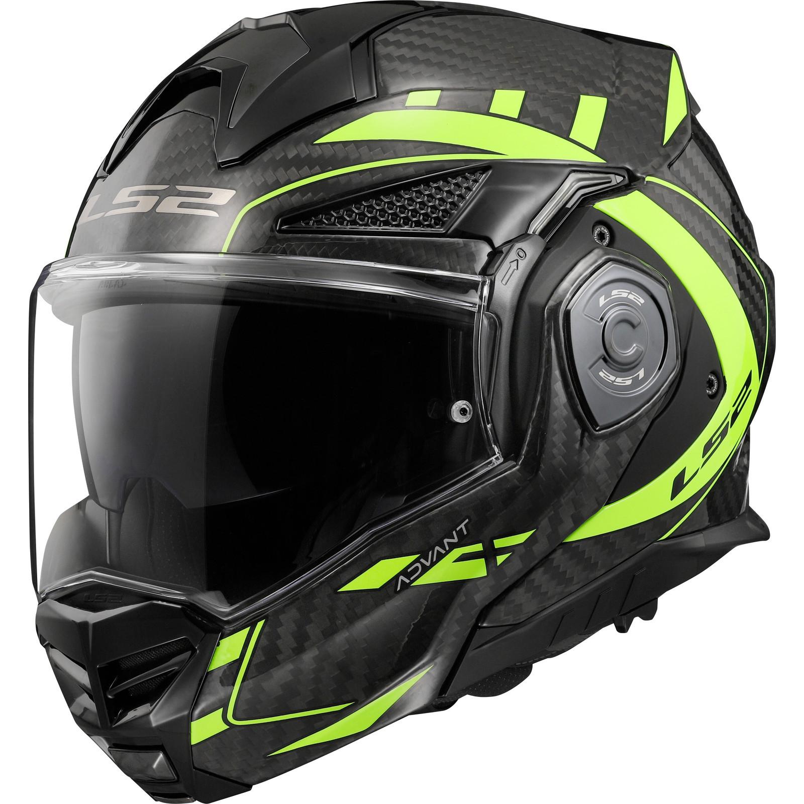 569012354S - LS2 FF901 Advant X Carbon Future Flip Front Motorcycle Helmet S H-V Yellow