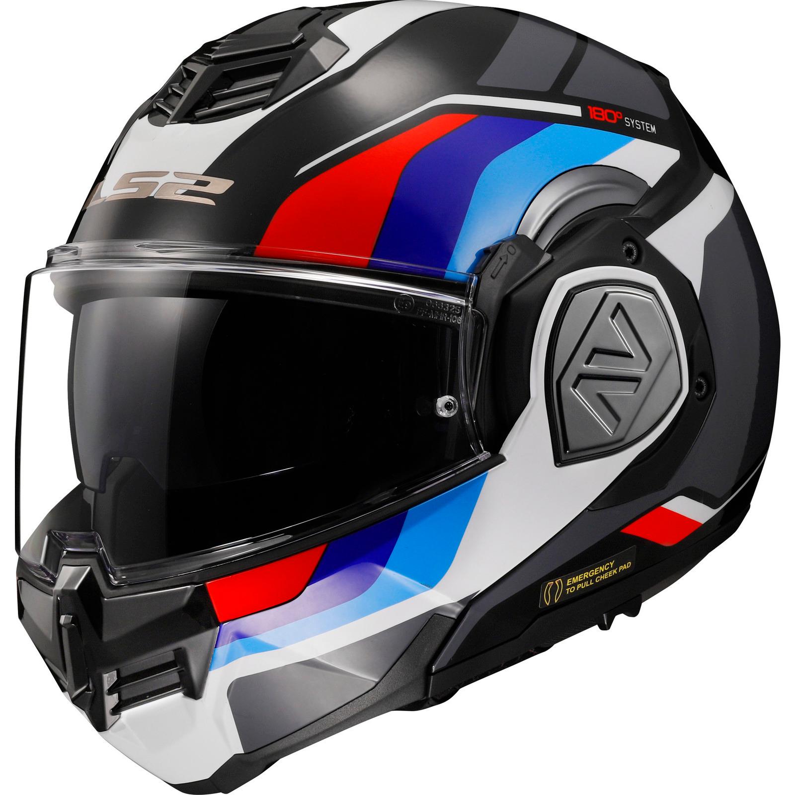 LS2 FF906 Advant Sport Flip Front Motorcycle Helmet 3XL Black Blue Red White & Iridium Gold (Pinlock Ready) Visor