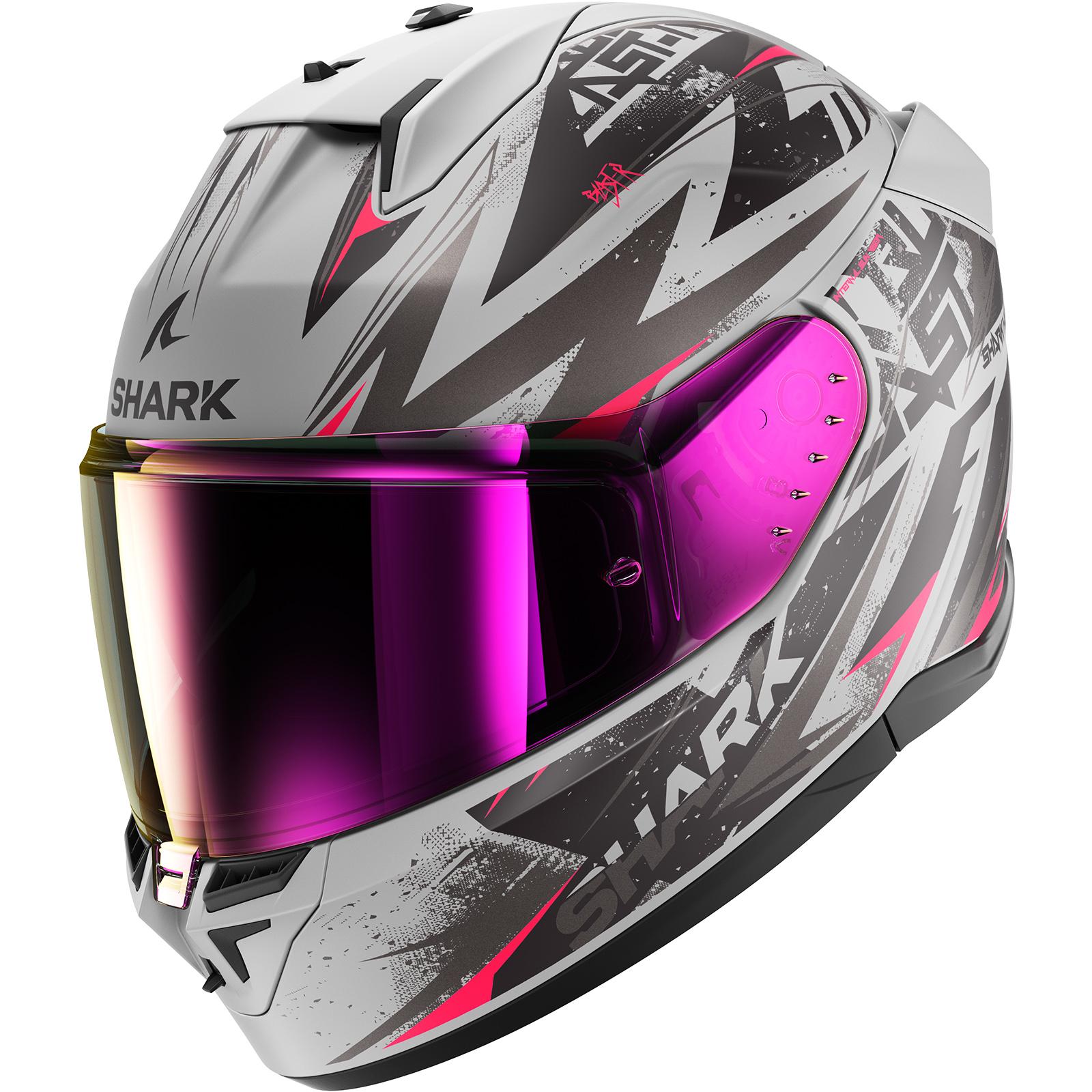 HE0921SVKXS - Shark D-Skwal 3 Blast-R Mat Motorcycle Helmet XS Matt Silver Pink Black (SVK)
