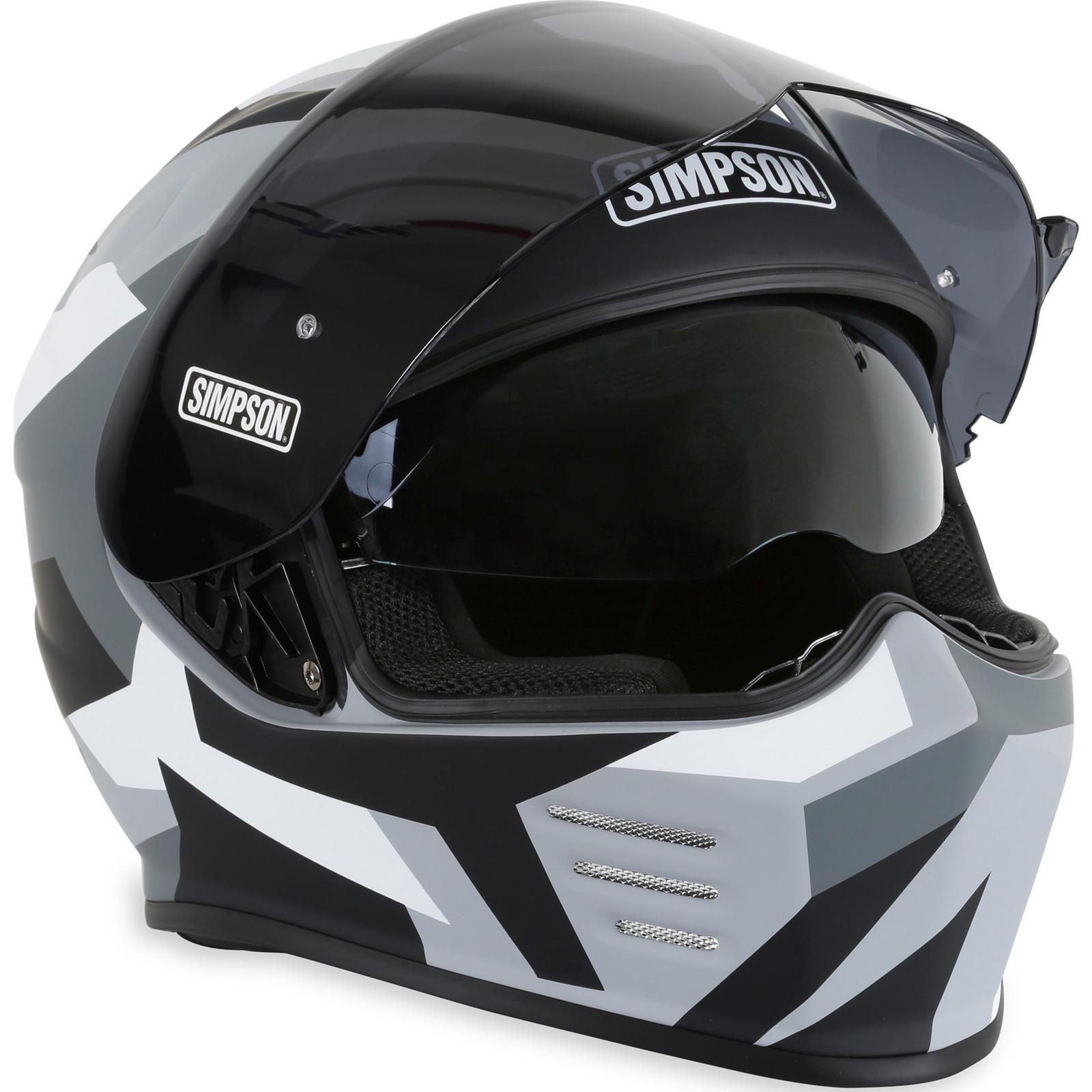 Simpson Venom Have Blue Motorcycle Helmet L Grey Charcoal & Clear (Pinlock Ready) Visor