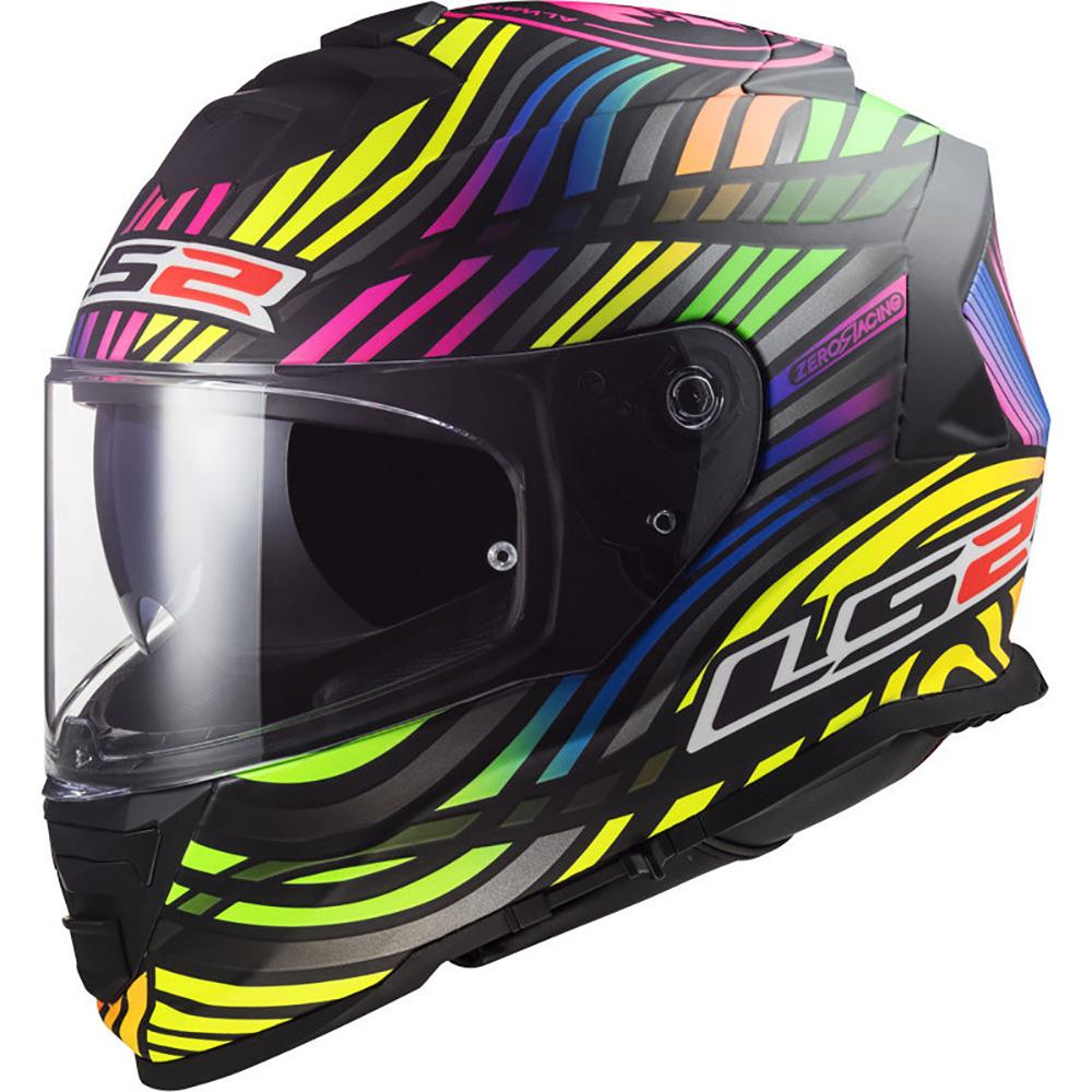 LS2 FF800 Storm II Power Motorcycle Helmet 3XL Matt Black Rainbow & Light Smoke (Pinlock Ready) Visor