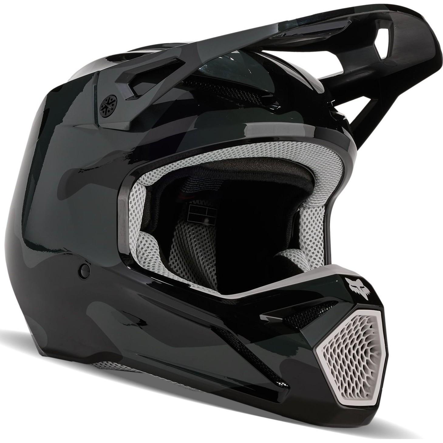 31375-247-2X - Fox Racing 2024 V1 BNKR Motocross Helmet XXL Black Camo