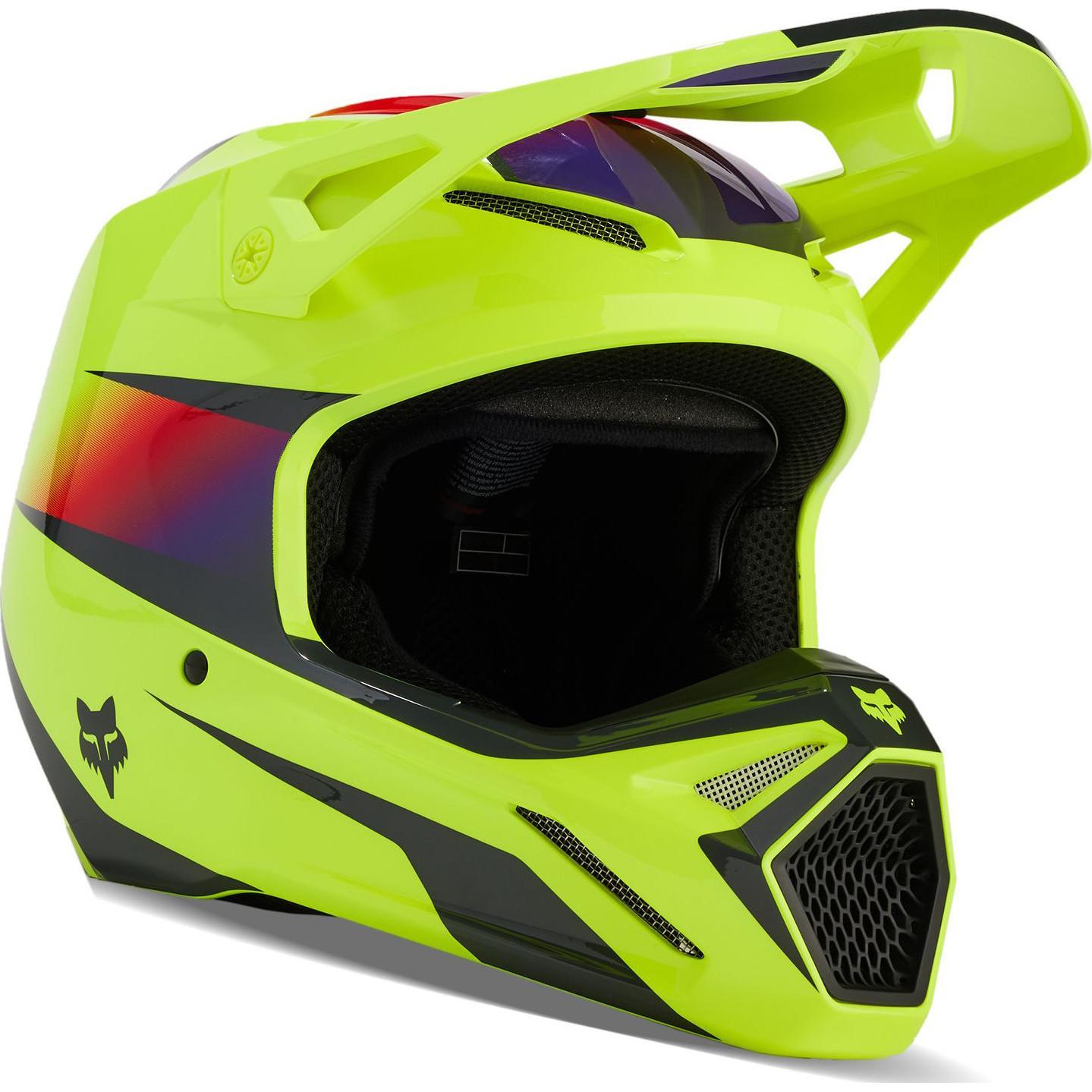 31372-005-XS - Fox Racing 2024 V1 Flora Motocross Helmet XS Yellow