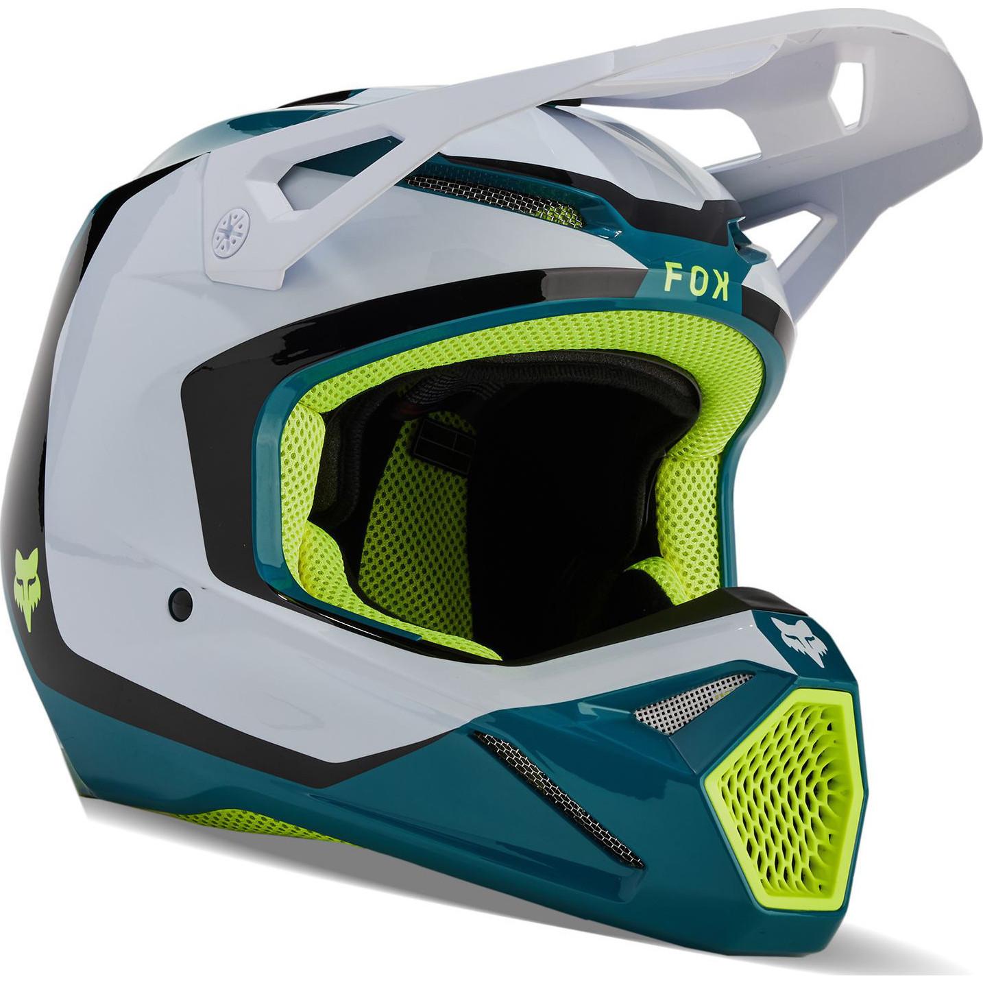31400-551-YM - Fox Racing 2024 V1 Nitro Youth Motocross Helmet YM Maui Blue
