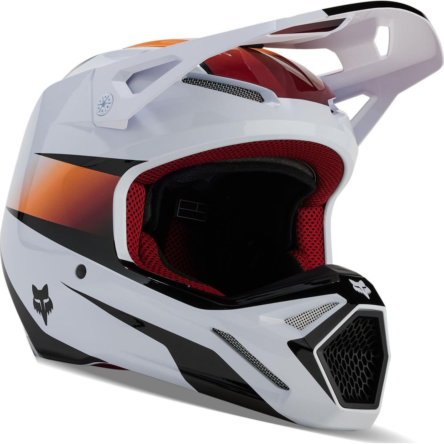 31402-058-YS - Fox Racing 2024 V1 Flora Youth Motocross Helmet YS White Black