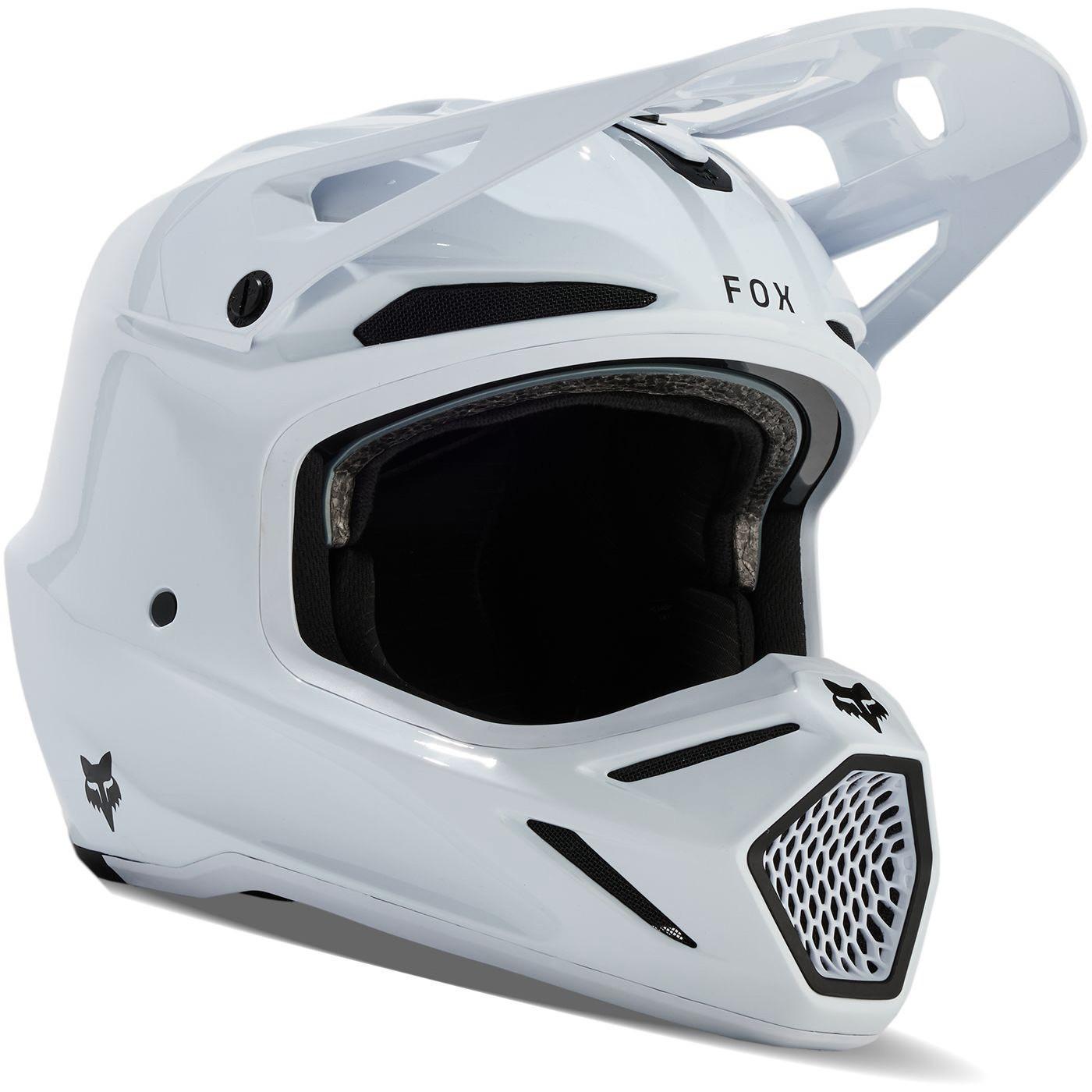 31361-008-XS - Fox Racing 2024 V3 RS Carbon Solid Motocross Helmet XS White